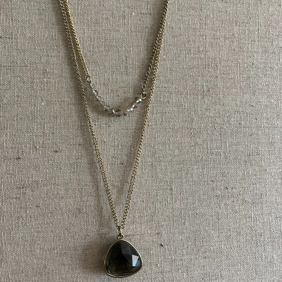 Two-Layer Gold and Green Statement Necklace // Banana Republic - Picture 1 of 3